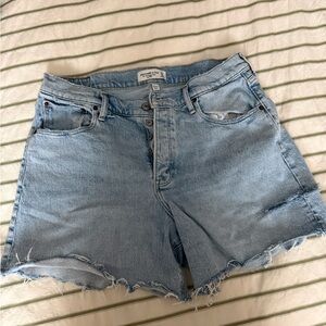 Abercrombie & Fitch Light Blue Distressed Denim Shorts